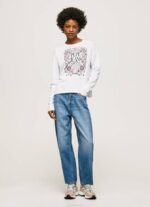 Pepe Jeans pitkähihainen t-paita maxi-logolla naiset valkoinen TB00389 - Image 2