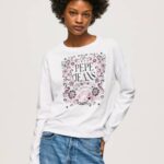 Pepe Jeans pitkähihainen t-paita maxi-logolla naiset valkoinen TB00389