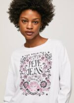 Pepe Jeans pitkähihainen t-paita maxi-logolla naiset valkoinen TB00389 - Image 3