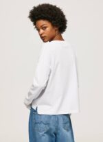 Pepe Jeans pitkähihainen t-paita maxi-logolla naiset valkoinen TB00389 - Image 4