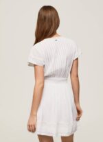 Pepe Jeans Poete brodeerattu puuvillamekko naiset valkoinen TB00165 - Image 4