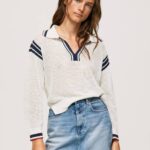 Pepe Jeans polo-tyylinen kreppipaita naiset valkoinen TB00250