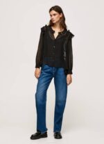 Pepe Jeans puoliläpinäkyvä plumetipusero naiset musta TB00328 - Image 2