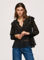 Pepe Jeans puoliläpinäkyvä plumetipusero naiset musta TB00328