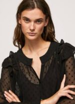 Pepe Jeans puoliläpinäkyvä plumetipusero naiset musta TB00328 - Image 3