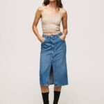 Pepe Jeans puuvillainen denim midihame naiset denim TB00100