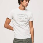 Pepe Jeans puuvillainen graafinen t-paita miehet valkoinen TB00940