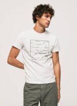 Pepe Jeans puuvillainen graafinen t-paita miehet valkoinen TB00940