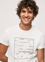Pepe Jeans puuvillainen graafinen t-paita miehet valkoinen TB00940 - Image 3