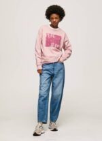 Pepe Jeans puuvillainen logopusero naiset samea vaaleanpunainen TB00285 - Image 2