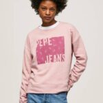 Pepe Jeans puuvillainen logopusero naiset samea vaaleanpunainen TB00285