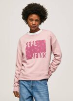 Pepe Jeans puuvillainen logopusero naiset samea vaaleanpunainen TB00285
