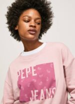 Pepe Jeans puuvillainen logopusero naiset samea vaaleanpunainen TB00285 - Image 3