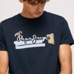 Pepe Jeans puuvillainen t-paita, jossa harjalogo miehet dulwich TB00932