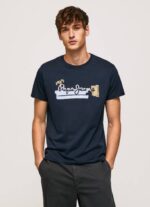 Pepe Jeans puuvillainen t-paita, jossa harjalogo miehet dulwich TB00932 - Image 3
