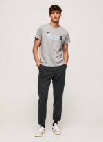 Pepe Jeans puuvillainen t-paita, jossa harjalogo miehet harmaa marli TB00931 - Image 2
