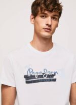 Pepe Jeans puuvillainen t-paita, jossa harjalogo miehet valkoinen TB00930 - Image 3