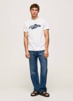 Pepe Jeans puuvillainen t-paita, jossa harjalogo miehet valkoinen TB00952 - Image 2