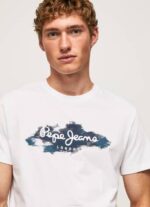Pepe Jeans puuvillainen t-paita, jossa harjalogo miehet valkoinen TB00952 - Image 3