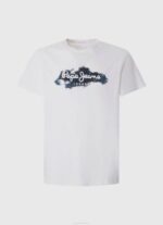 Pepe Jeans puuvillainen t-paita, jossa harjalogo miehet valkoinen TB00952 - Image 5