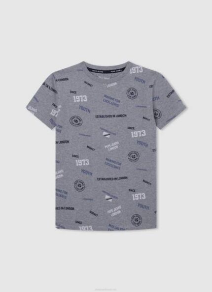 Pepe Jeans puuvillainen t-paita kauttaaltaan printillä poika harmaa marli TB001646