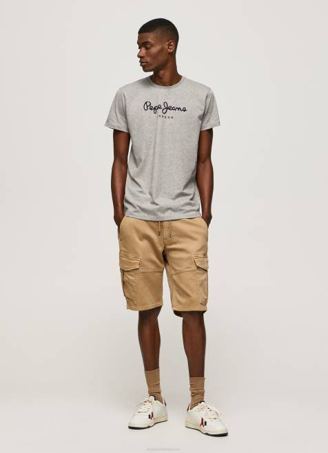 Pepe Jeans puuvillainen t-paita painettu logolla miehet harmaa marli TB001001 - Image 2