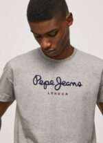 Pepe Jeans puuvillainen t-paita painettu logolla miehet harmaa marli TB001001