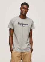 Pepe Jeans puuvillainen t-paita painettu logolla miehet harmaa marli TB001001 - Image 3