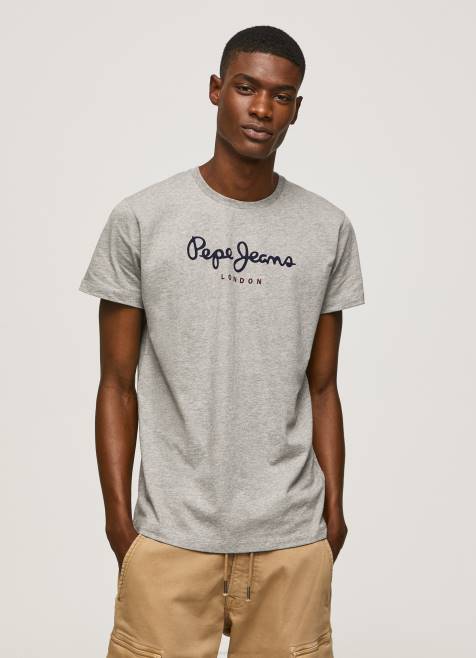 Pepe Jeans puuvillainen t-paita painettu logolla miehet harmaa marli TB001001 - Image 3