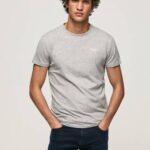 Pepe Jeans puuvillainen t-paita painettu logolla miehet harmaa marli TB001013