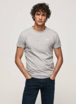 Pepe Jeans puuvillainen t-paita painettu logolla miehet harmaa marli TB001013