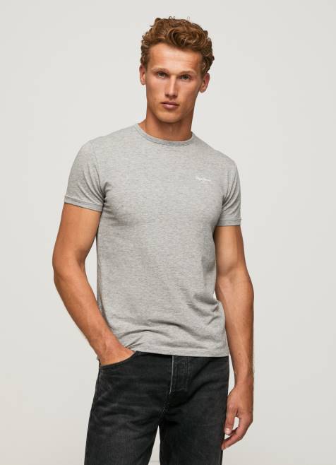 Pepe Jeans puuvillainen t-paita painettu logolla miehet harmaa marli TB001013 - Image 3