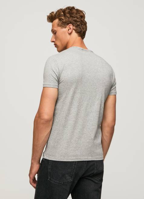 Pepe Jeans puuvillainen t-paita painettu logolla miehet harmaa marli TB001013 - Image 4