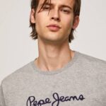 Pepe Jeans puuvillainen t-paita painettu logolla miehet harmaa marli TB001017