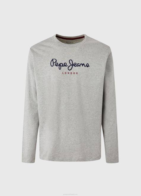 Pepe Jeans puuvillainen t-paita painettu logolla miehet harmaa marli TB001017 - Image 4