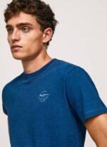 Pepe Jeans puuvillainen t-paita painettu logolla miehet indigo TB00968