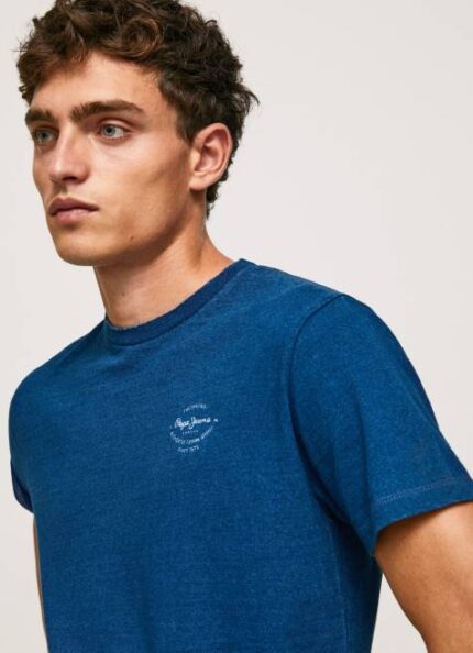 Pepe Jeans puuvillainen t-paita painettu logolla miehet indigo TB00968
