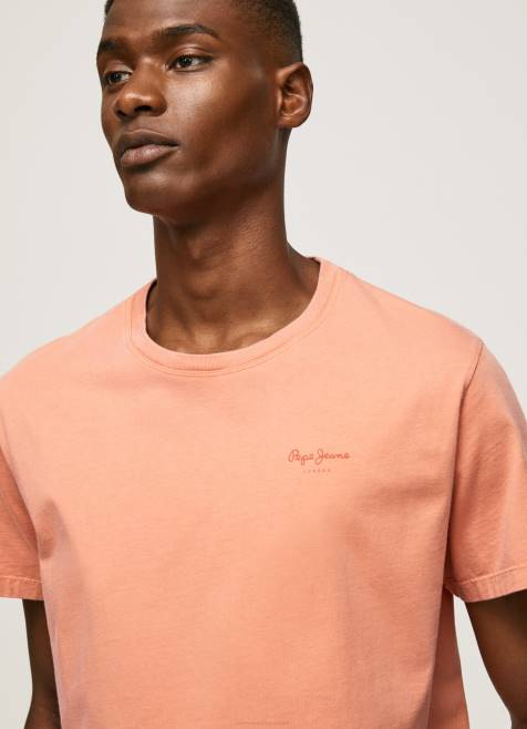 Pepe Jeans puuvillainen t-paita painettu logolla miehet kurpitsa appelsiini TB00944 - Image 3