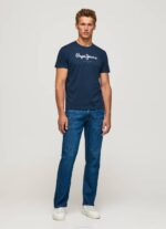 Pepe Jeans puuvillainen t-paita painettu logolla miehet laivasto TB00999 - Image 2