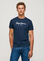 Pepe Jeans puuvillainen t-paita painettu logolla miehet laivasto TB00999