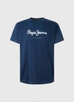Pepe Jeans puuvillainen t-paita painettu logolla miehet laivasto TB00999 - Image 5
