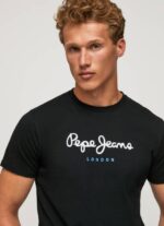 Pepe Jeans puuvillainen t-paita painettu logolla miehet musta TB001000