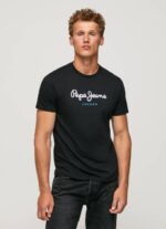 Pepe Jeans puuvillainen t-paita painettu logolla miehet musta TB001000 - Image 3