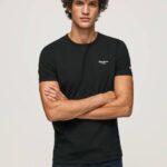 Pepe Jeans puuvillainen t-paita painettu logolla miehet musta TB001012