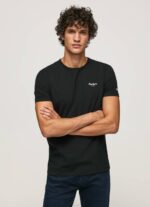 Pepe Jeans puuvillainen t-paita painettu logolla miehet musta TB001012