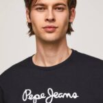 Pepe Jeans puuvillainen t-paita painettu logolla miehet musta TB001019