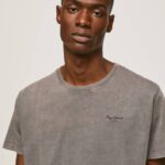Pepe Jeans puuvillainen t-paita painettu logolla miehet pesty mustaksi TB00927