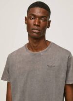 Pepe Jeans puuvillainen t-paita painettu logolla miehet pesty mustaksi TB00927