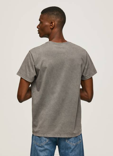 Pepe Jeans puuvillainen t-paita painettu logolla miehet pesty mustaksi TB00927 - Image 4