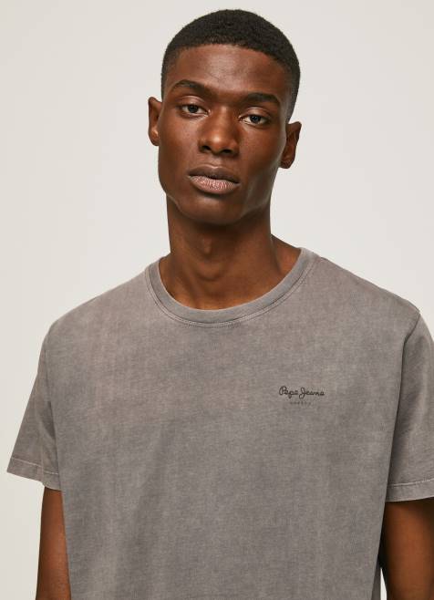 Pepe Jeans puuvillainen t-paita painettu logolla miehet pesty mustaksi TB00927 - Image 1